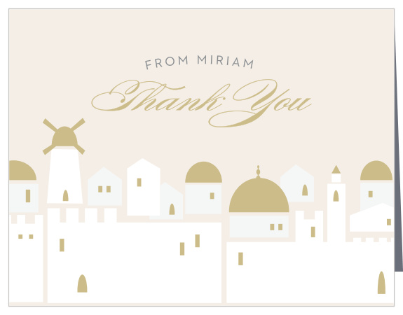 There's something special about a personalized Thank You Cards, and the Golden City Bat Mitzvah Thank You Cards are no exception.