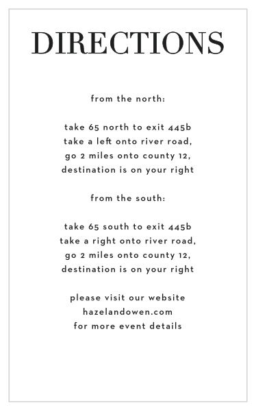 Help guests find your venue by including the Bold Names Bat Mitzvah Direction Cards in your event invitation set.