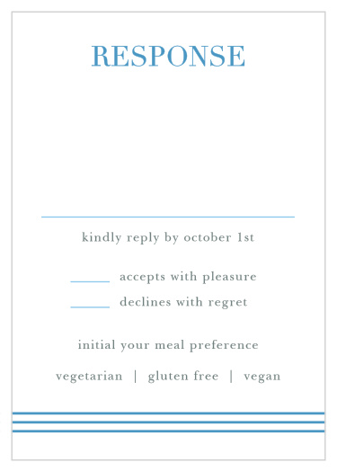 Titled with a steel-blue serif carefully separated by clean lines just a shade lighter, these Star of David Bar Mitzvah RSVP Cards are wonderful for planning out your guest list.