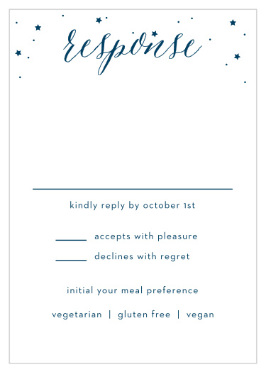 Featuring an inverse color scheme that's sure to stand out to your recipients, the Starry Night Bar Mitzvah Reception Cards will help you get started on your guest list.