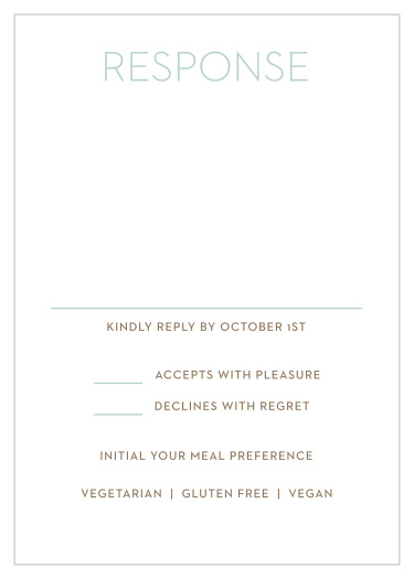 A simple trophy green title adorns the top of our Star Pattern Bar Mitzvah RSVP Cards, separated from the guest response area by a thin horizontal line.