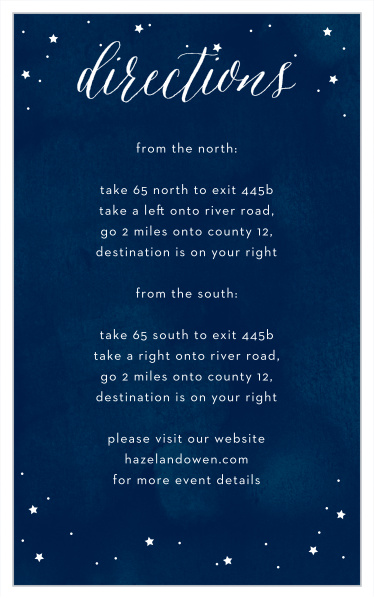 Recalibrate their navigation systems with Starry Night Bar Mitzvah Direction Cards.