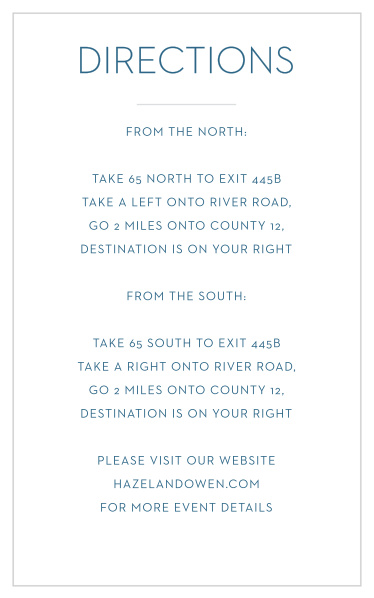 Ensure that your guests get where they're supposed to be with Mod Tallis Bar Mitzvah Direction Cards. 