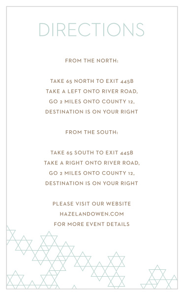 With Star Pattern Bar Mitzvah Direction Cards, you can ensure that your guests don't get lost looking for your venue.