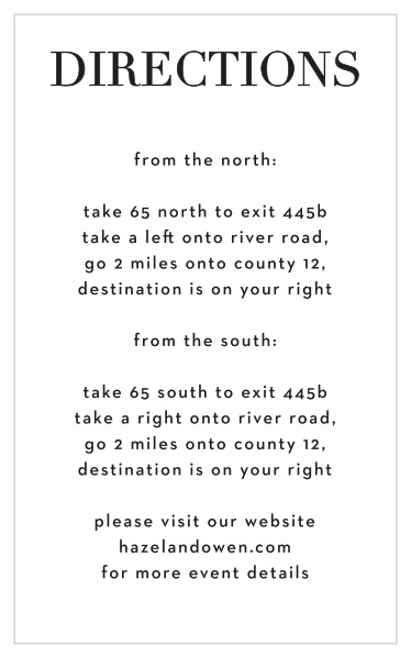 Help guests find your venue by including the Bold Names Bar Mitzvah Direction Cards in your event invitation set.