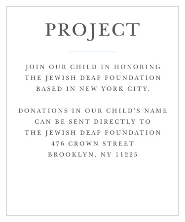 Once you've chosen a project, keep your guests on the same page with Thrilling Thirteen Bar Mitzvah Project Cards.