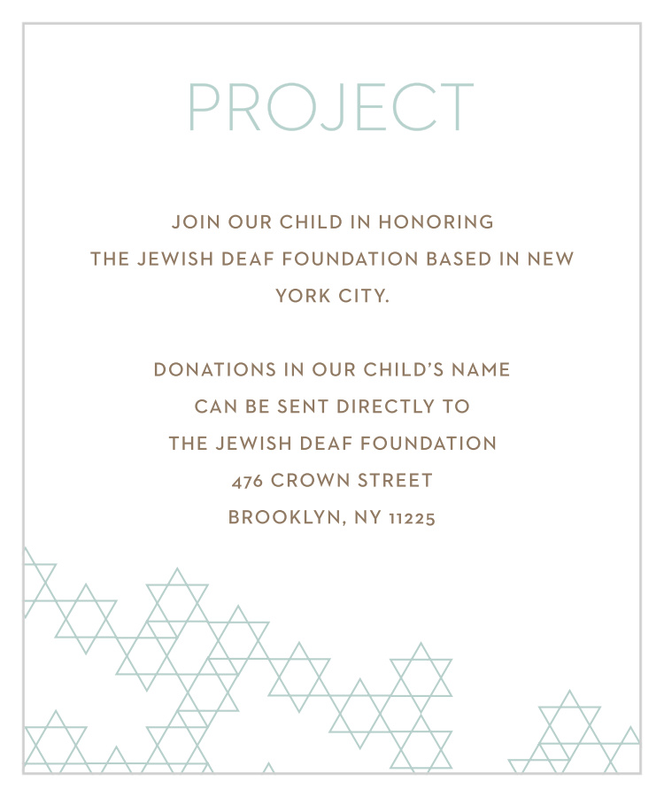 Star Pattern Bar Mitzvah Project Cards