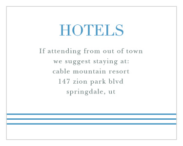 A trio of tasteful lines in one of the accent colors of this suite set the foundation for our Star of David Bar Mitzvah Lodging Cards.