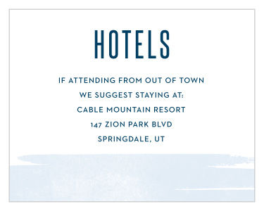 Your guests will appreciate the recommended accommodations when you include Pleasant Paintbrush Bar Mitzvah Lodging Cards in your order.