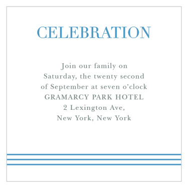 A trio of tasteful lines in one of the accent colors of this suite set the foundation for our Star of David Bar Mitzvah Reception Cards.