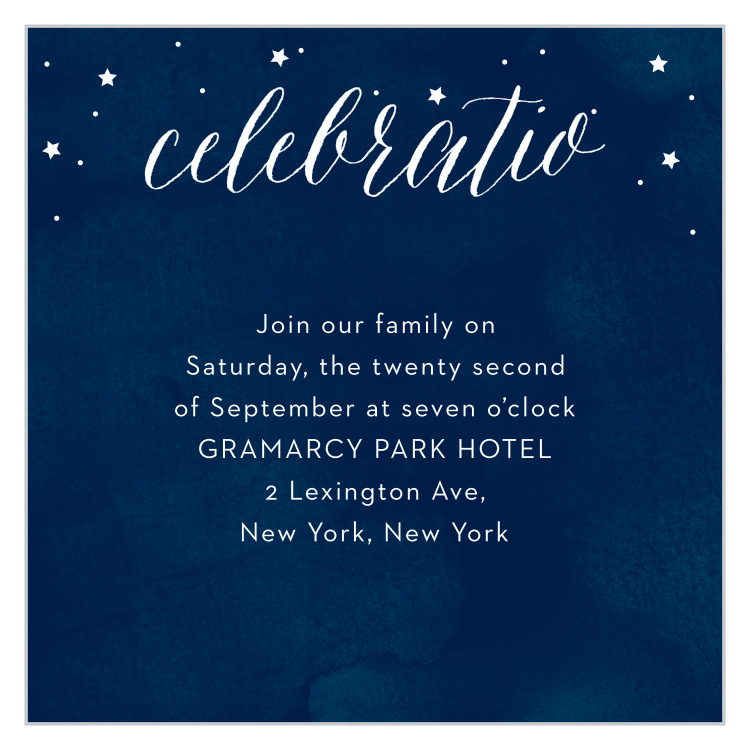 Starry Night Bar Mitzvah Reception Cards