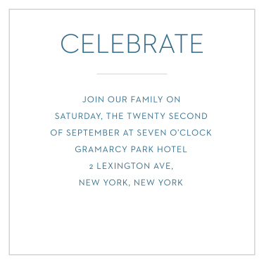 A celebration isn't quite right without the actual celebrating: make sure your loved ones are in attendance with Mod Tallis Bar Mitzvah Reception Cards.