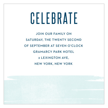 Guarantee that your guests know where the party is with the Pleasant Paintbrush Bar Mitzvah Reception Cards.