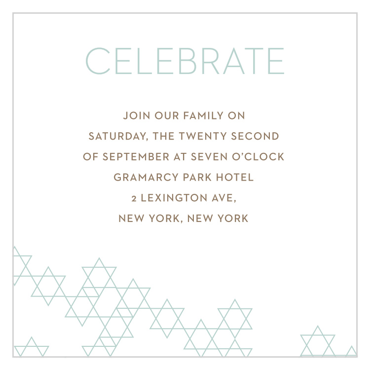 Star Pattern Bar Mitzvah Reception Cards