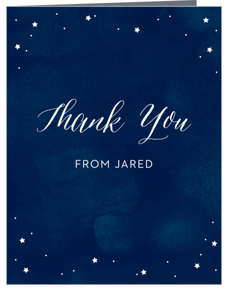 These Starry Night Bar Mitzvah Thank You Cards are a beautiful way to show your gratitude to their recipients.