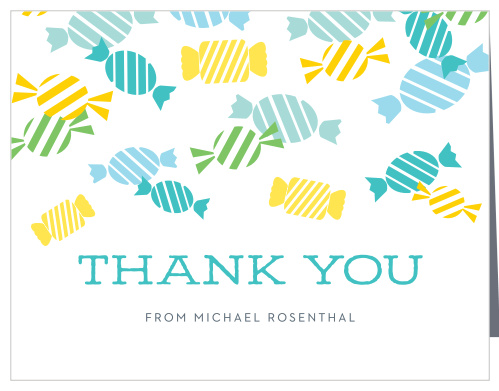 Make sure your guests feel appreciated with a Candy Party Bar Mitzvah Thank You Card.