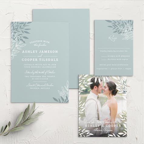 Lakeside Leaves Wedding Invitations
