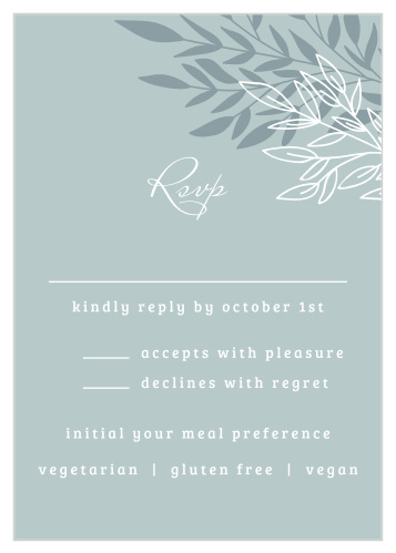 Our lovely Lakeside Leaves Response Cards will ensure that you're able to account for every guest.