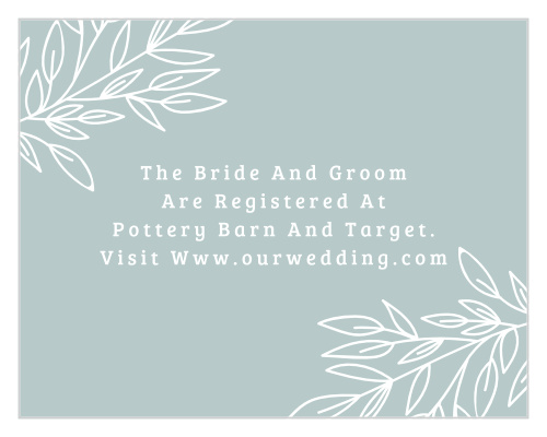 Lakeside Leaves Registry Cards give you the opportunity to inform your guests, ahead of time, where to buy wedding gifts from.