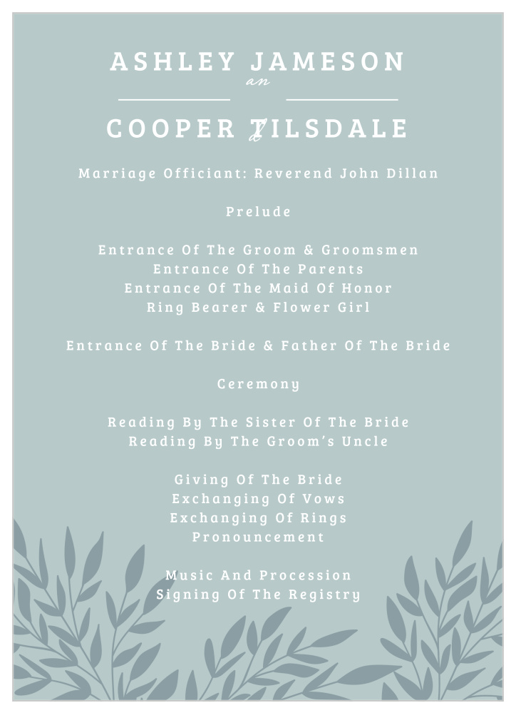 Lakeside Leaves Wedding Programs