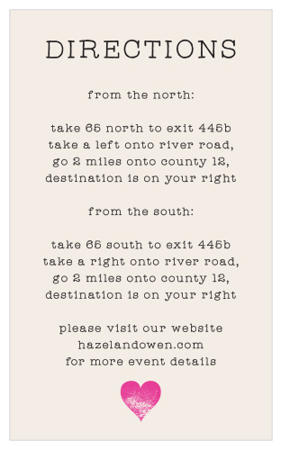 Our Passing Notes Direction Cards are artificially yellowed, which, alongside the vintage-print typeface and faded pink heart at the bottom, creates a beautifully aged appearance.