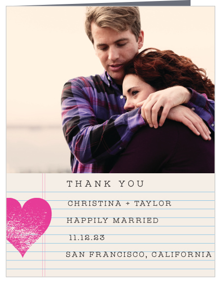 Make sure that all of your guests know you appreciated their attendance with our gorgeous matching Passing Notes Wedding Thank You Cards.