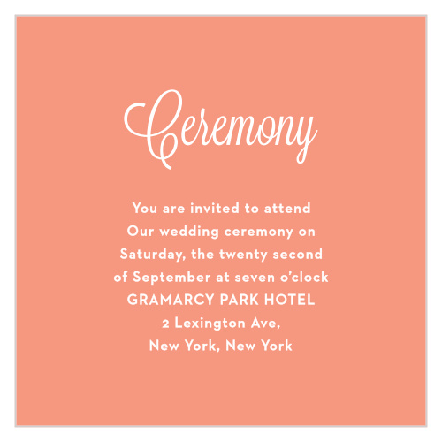 Do you want to have a smaller Wedding Ceremony with close family and friends? Use the Le Jardinier Ceremony Cards to invite your guest to a more intimate ceremony, or use it as a reception card.