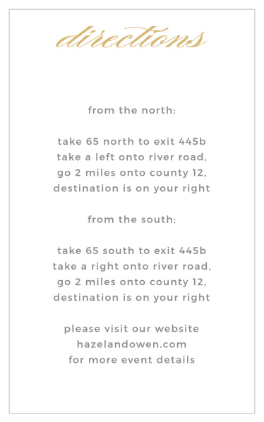 Use the Golden City Foil Bat Mitzvah Direction Cards as a thoughtful way to ensure guests find your venue.