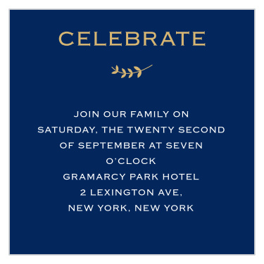 Invite guests to your ceremony with the Lovely Lettering Foil Bat Mitzvah Ceremony Cards.