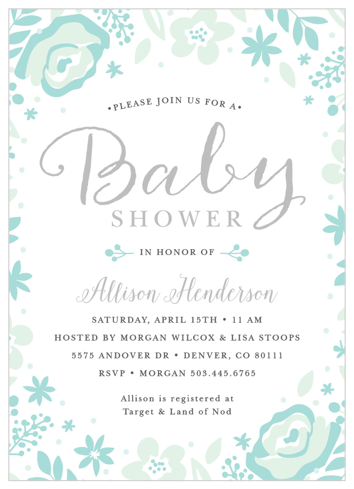 Baby Blooms Foil Baby Shower Invitations