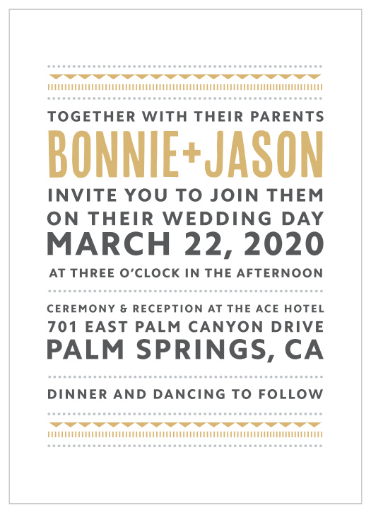 Deco Charm Foil Wedding Invitations dispense with distracting graphics, focusing instead on the subtleties of your words themselves.