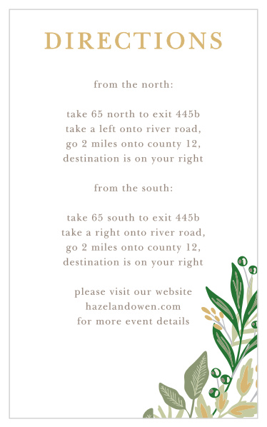 Regal Wreath Foil Bat Mitzvah Direction Cards allow you to guide your guests with grace. 