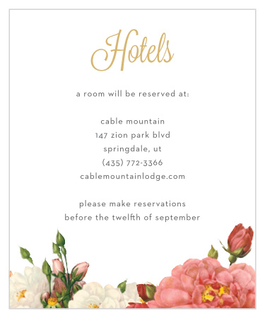 Make sure your guests know the best places to stay while attending your wedding using the Le Jardinier Foil Accommodation Cards.