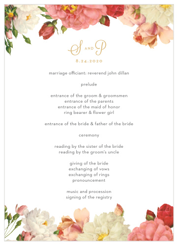 When your guests arrive at your wedding use the Le Jardinier Foil Wedding Programs to inform them of the agenda in style.