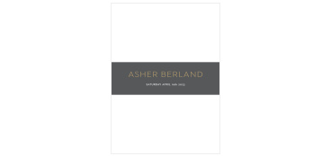The french-gray background on our Star Pattern Foil Bar Mitzvah Belly Bands creates a beautiful contrast with the gold foil of your son's name.