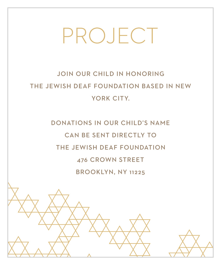 Star Pattern Foil Bar Mitzvah Project Cards