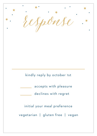 Featuring an inverse color scheme that's sure to stand out to your recipients, the Starry Night Foil Bar Mitzvah Reception Cards will help you get started on your guest list.
