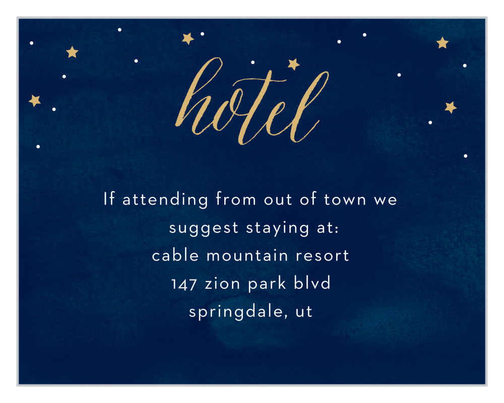 Starry Night Foil Bar Mitzvah Lodging Cards