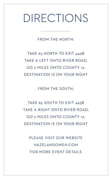 Ensure that your guests get where they're supposed to be with Mod Tallis Foil Bar Mitzvah Direction Cards.