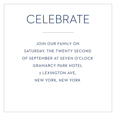 A celebration isn't quite right without the actual celebrating: make sure your loved ones are in attendance with Mod Tallis Foil Bar Mitzvah Reception Cards.