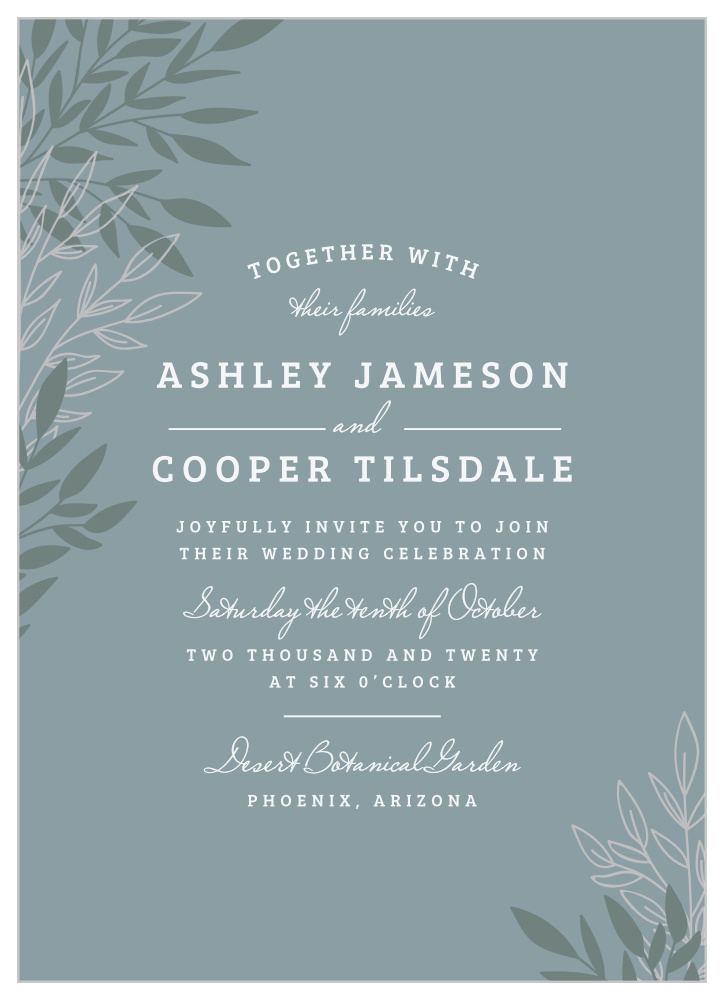 Lakeside Leaves Foil Wedding Invitations
