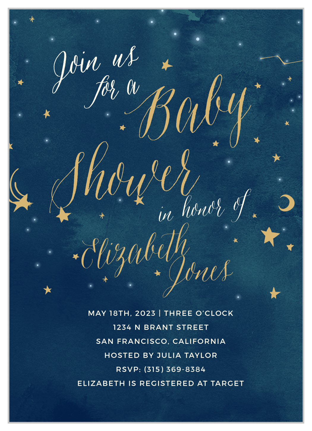 Twinkle Twinkle Foil Baby Shower Invitations