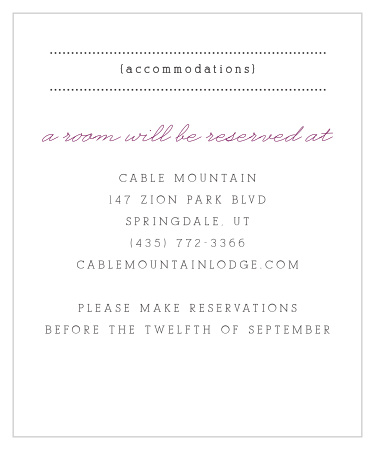 Make sure that your guests from out of town have a great place to stay with our matching Clean & Classic Accommodation Cards.