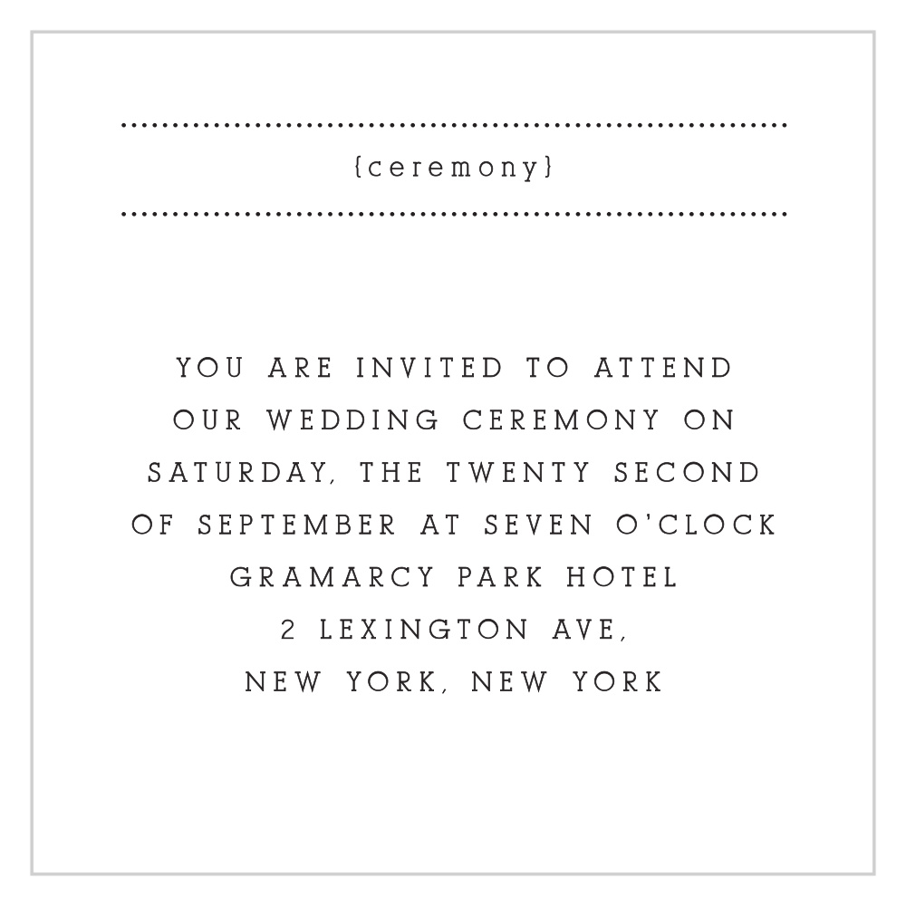 Clean & Classic Ceremony Cards