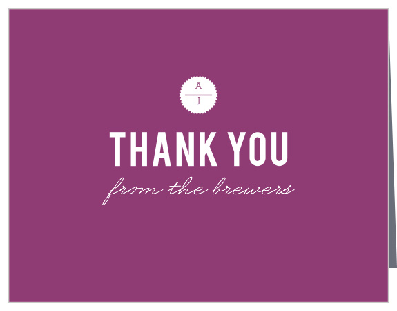 Our Clean & Classic Thank You Cards, with their royal purple background and white text, cleverly use negative space to express a positive message.