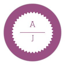 The radiant white symbol on our Clean & Classic Stickers, with your initials in the same royal purple as the background, is a gorgeous representative of your wedding day.