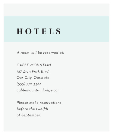 Make traveling easier for distant guests-to-be with our Sheer Stripe Accommodation Cards.