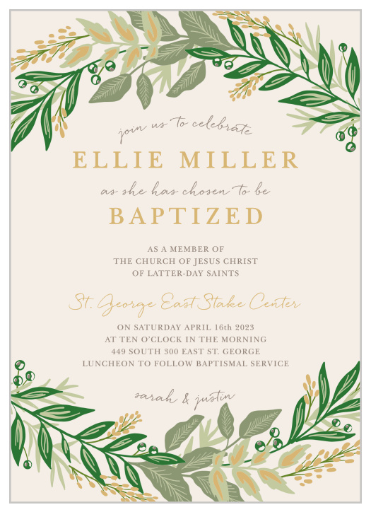 LDS Baptism Invitations | Match Your Color & Style Free.