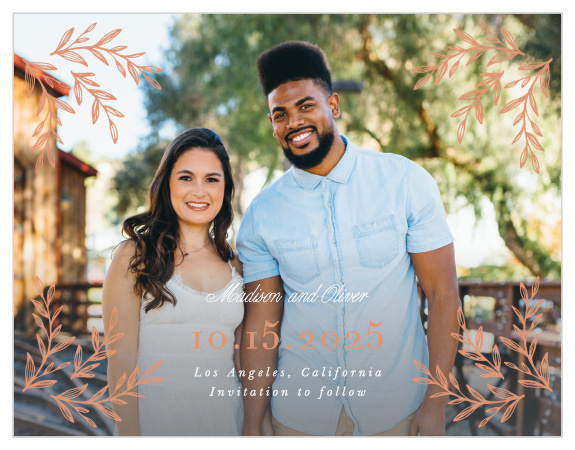 Be sure family and friends make their calendars for your special day when you send out our Ornate Corners Save the Date Magnets.