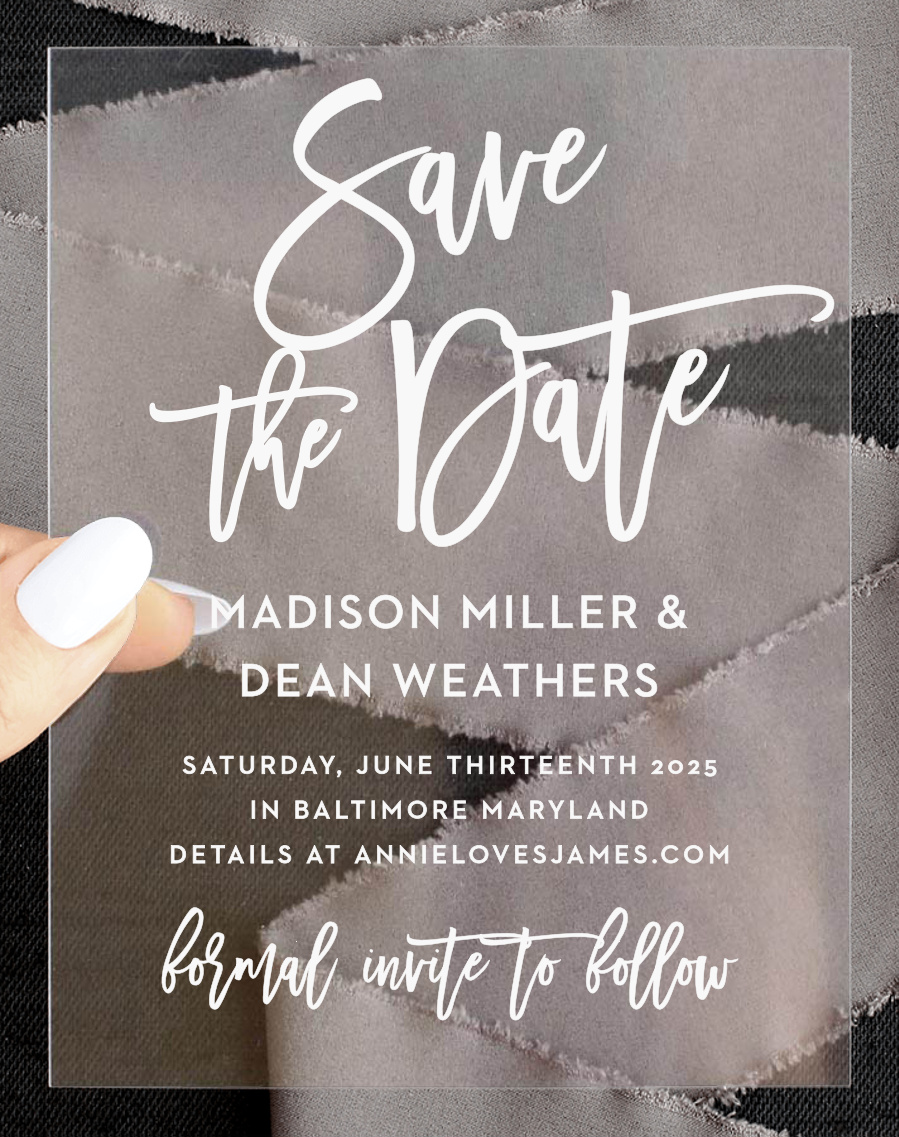 Marker Script Clear Save the Date Cards